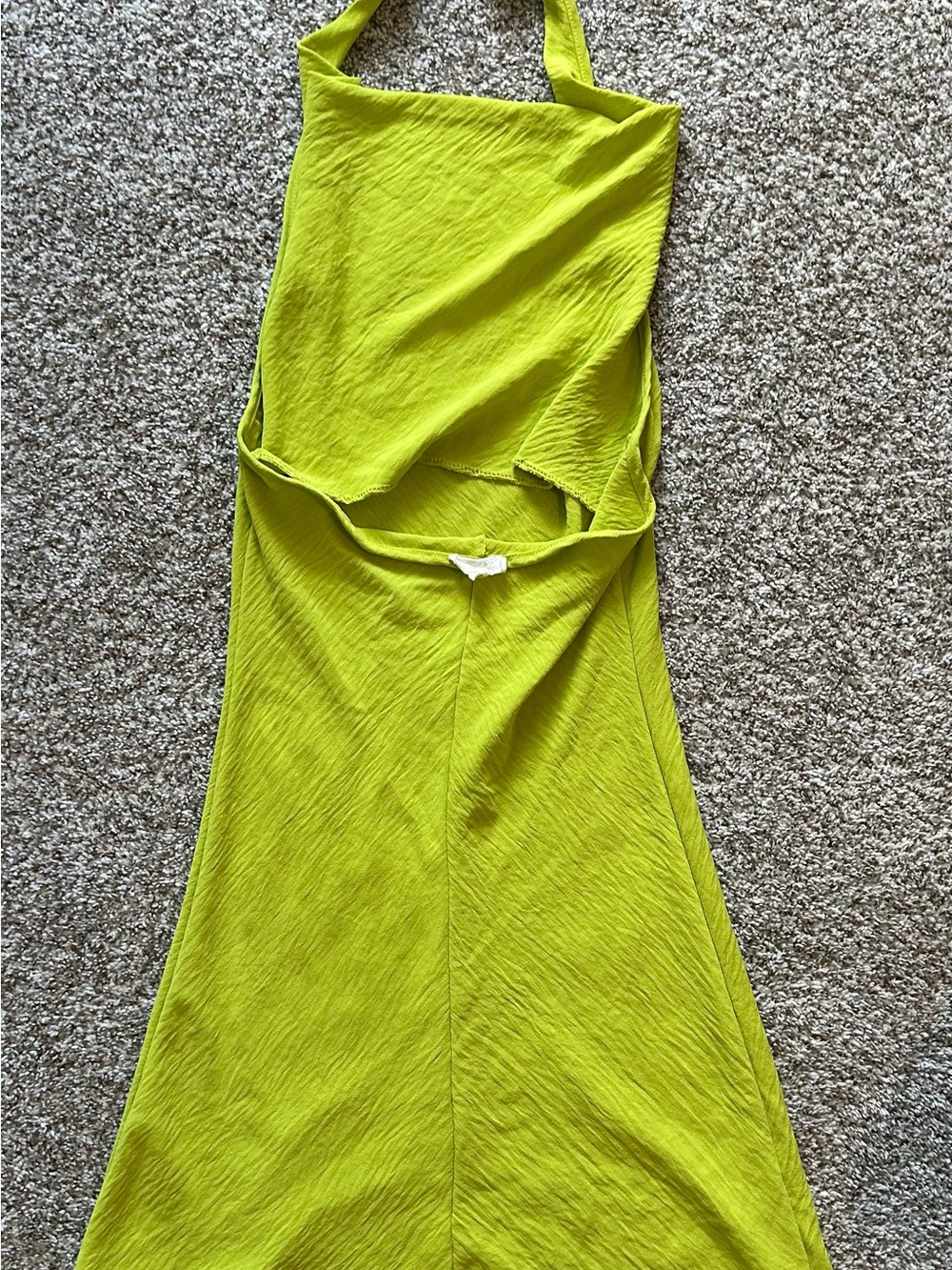 Chartreuse Cowl Neck Women's Mini Dress - Picture 3 of 7